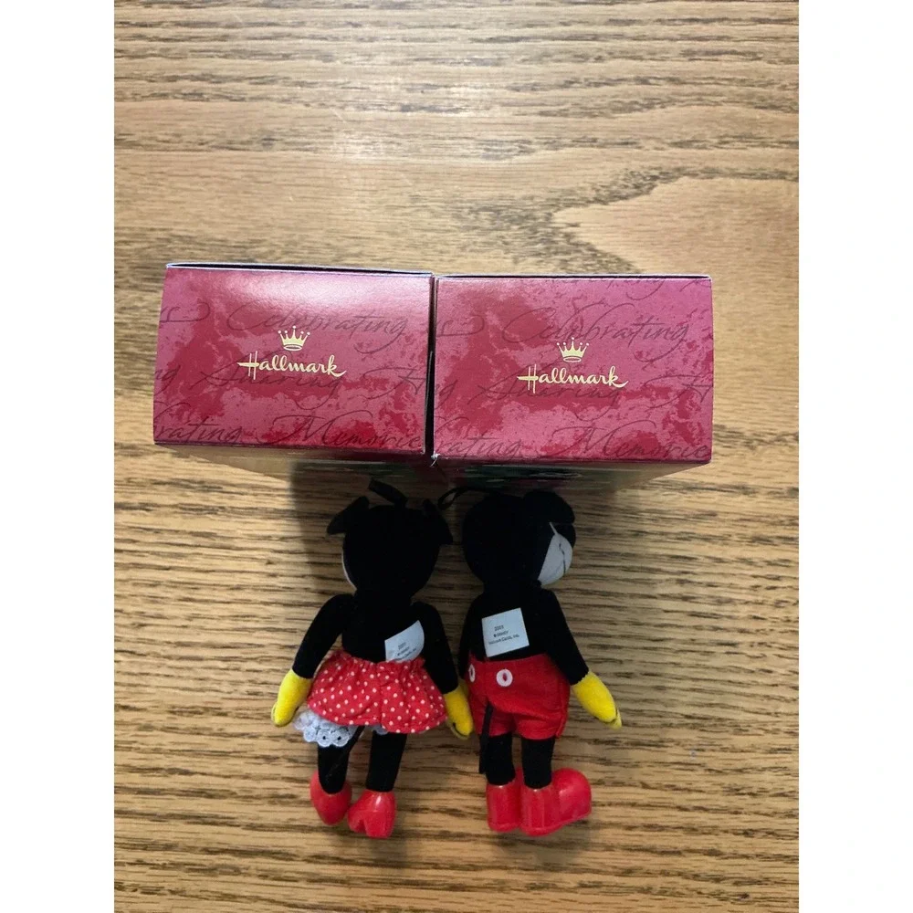 Disney Hallmark Keepsake Mickey Minnie Mouse 2001 Ornaments Blue Glitter Bundle